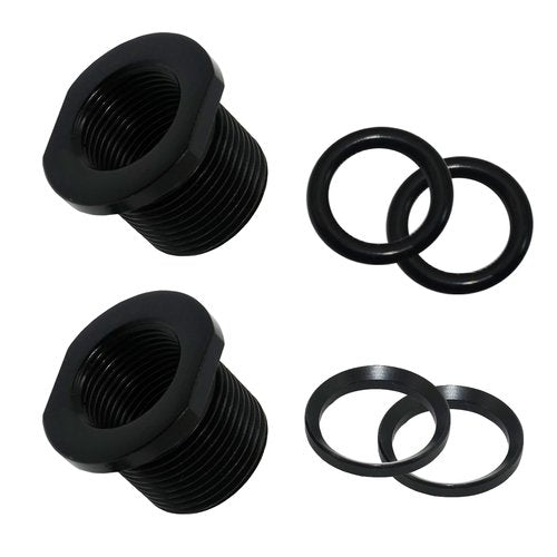 2 Pcs Thread Adapters and Rubber&Metal Washers, Replacement Kit, 1/2 * 28, 5/8 * 24, Black