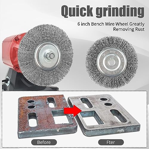 6-Inch Wire Wheel for Bench Grinder, 0.012 Carbon Steel, Bench Grinder Wire Wheel with 1/2" & 5/8" Arbor Hole