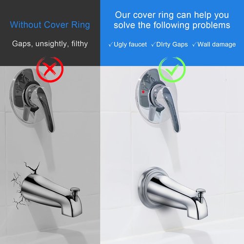 Metal Tub Spout Cover Ring, Stainless Steel Trim Plate for Tub Spout, with 1 Pcs Foam Gasket, 1-1/2 Inch ID and 3-5/8 Inch OD