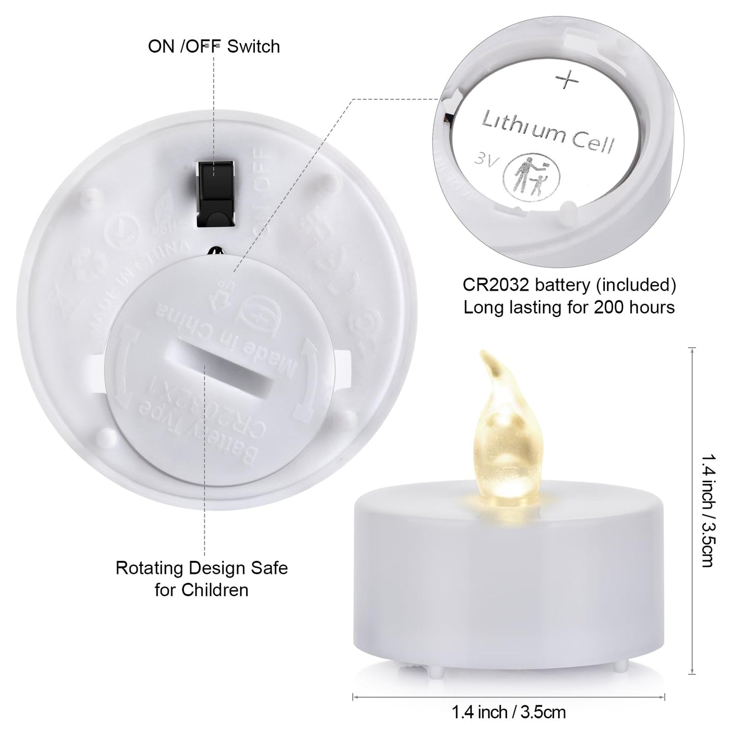 LED Tea Lights Flameless Candles: Battery Operated Bulk 24-Pack Realistic and Bright Flickering Long Lasting 200 Hours Electric Tealight Candles for Home Decor Halloween Christmas Wedding (White)