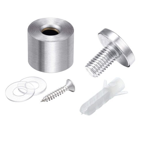 Pelopy 8 Pcs Sign Standoff Screws Advertising Screws Stainless Steel Wall Standoff Mounts Glass Acrylic Nail(1 x 1 Inch)
