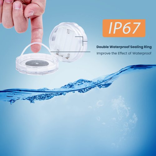 Seagenck Bathroom Lights Wireless Battery Operated, Waterproof Led Glow Light for Bath Shower Spa Vanity Lights, for Over Mirror Wall Ceiling Lights, RGB Multi Color Remote Controlled, 2pcs