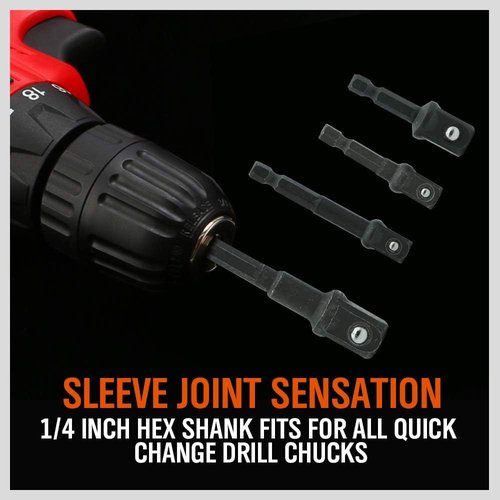 HORUSDY 8-Piece Impact Sockets Adapter Sets, Hex Shank 1/4" 3/8" 1/2"
