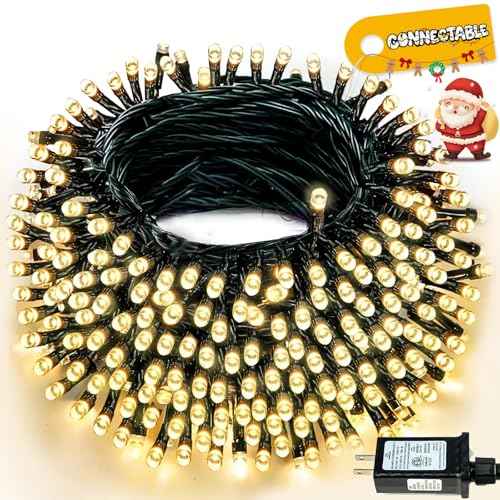 Connectable 240LED 88Ft 13Modes Christmas Lights Outdoor Indoor | Extendable Green Wire Christmas String Lights with Timer | Twinkle Fairy Light Plug in for Xmas Tree Garden Decor Party (Warm White)