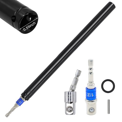 9/16"(14mm) Power Nut Driver 12'' Length, Nut Runner Hollow Socket with 1/4" Hex Shank and 360° Rotatable 1/4" Hex Shank, Fit Long Bolts and Ductwork