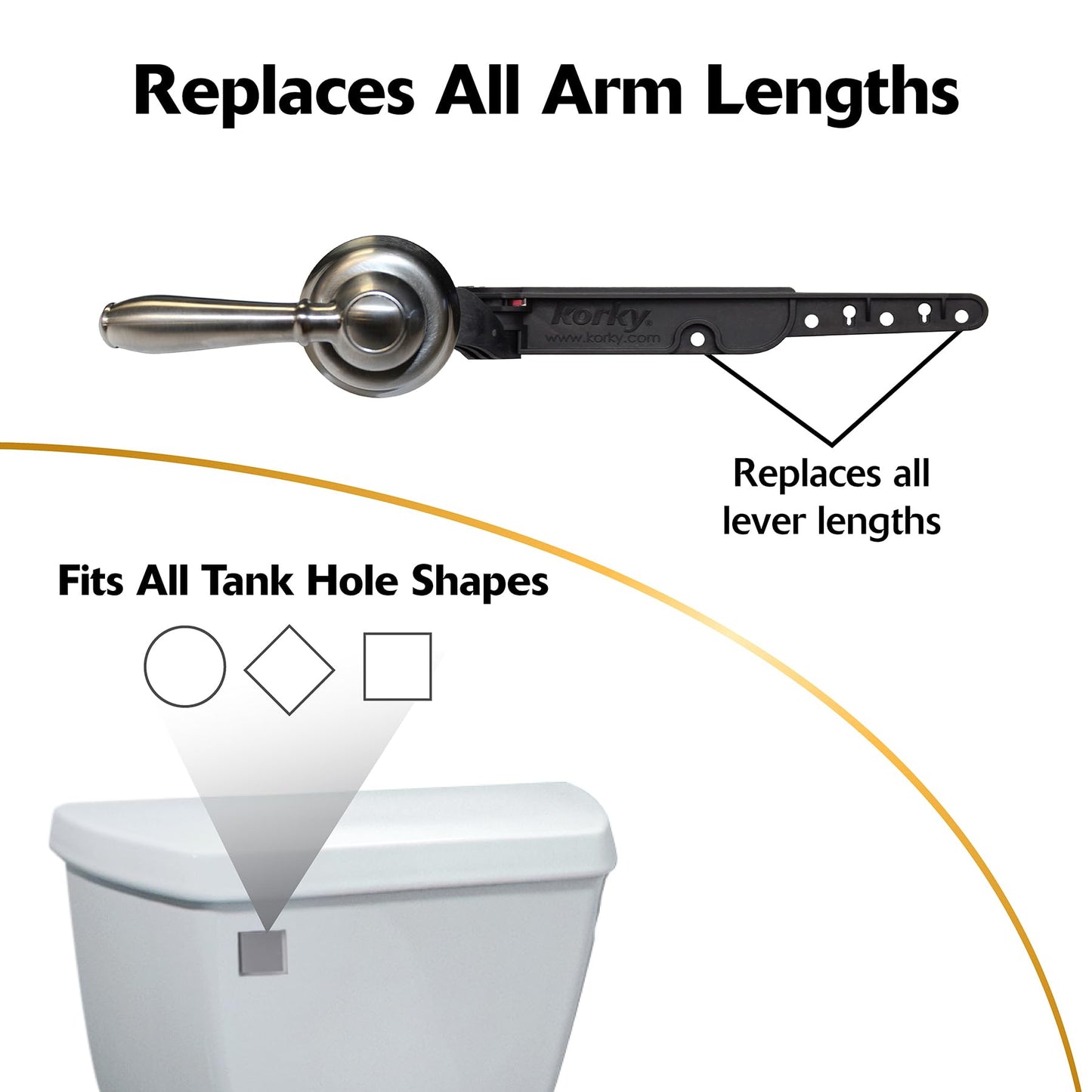 Korky Strong Arm Metal Toilet Handle and Lever - Universal to Fit Front, Angled, Side, Left, and Right Mount Toilets - Brushed Nickel, Faucet Style, 6071BP (Pack of 5)
