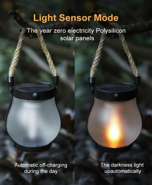 Dancing Flame Solar Lantern Outdoor Lights, Solars Lantern Outdoor Hanging Solar Lights Dancing Flame, 2025 New Waterproof Garden Lights with 2 Light Modes, 2 Charge Modes, for Garden Table Yard (1)