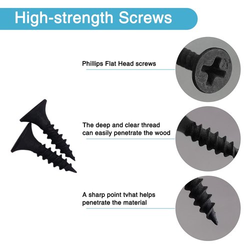 HOUYITOU 6PCS 3.11 x 1.57 inch Black Flat Mending Plate, Metal Bracket with Holes, Straight Steel Brace Fixing Joining Plate for Wood with 36PCS Screws