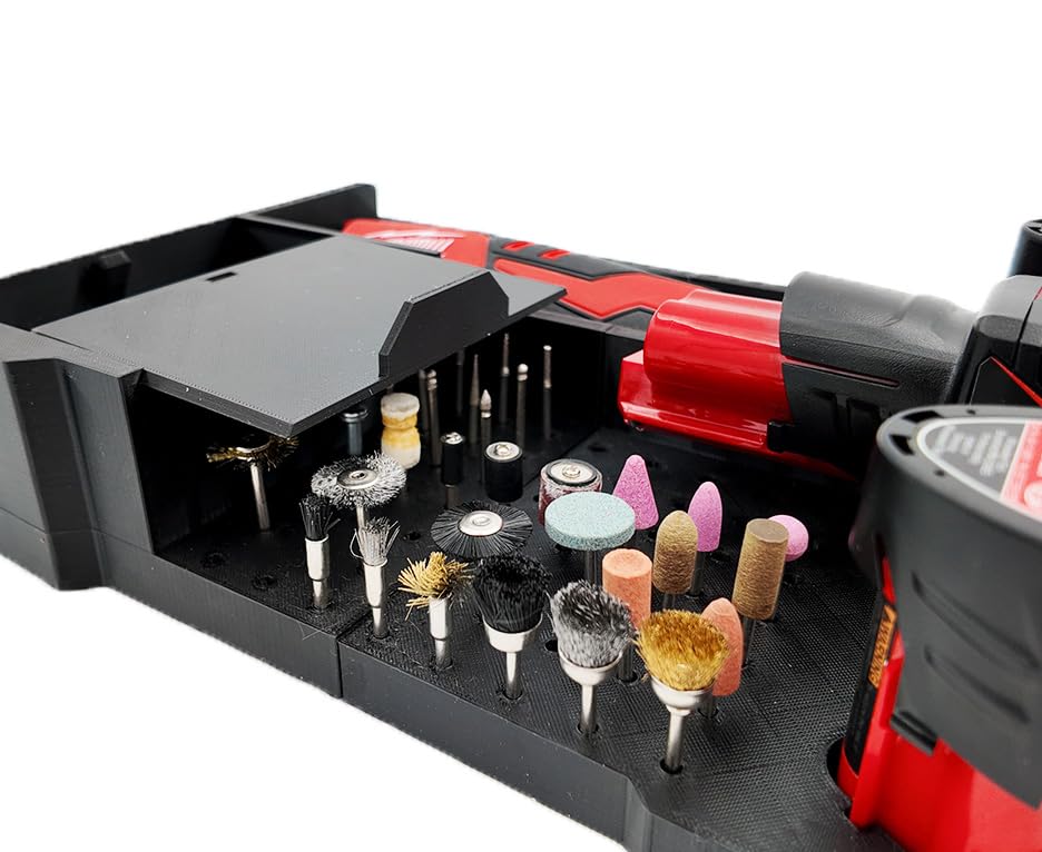 M12 Rotary Packout Organizer with Drawer and Bit Storage for Milwaukee Packout Compact Tool Box- Battery, bits, and Blade Storage- Liner Only