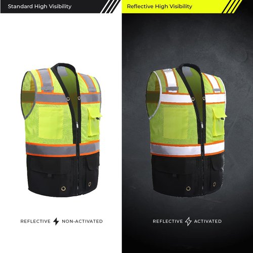 Shine Bright Safety Vest - High Visibility with Reflective Straps and Pockets – Premium, Soft, Durable, and Breathable – ANSI CLASS 2 (Size Medium, Black)