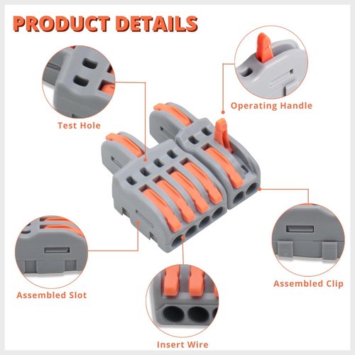 YQSIYU 72 Pcs Lever Nut WireConnectors 1 in 1,2,3,4,5 Out Compact Lever Splicing Wire Connectors Kit, 28-12 AWG Splicing Connector Splitter