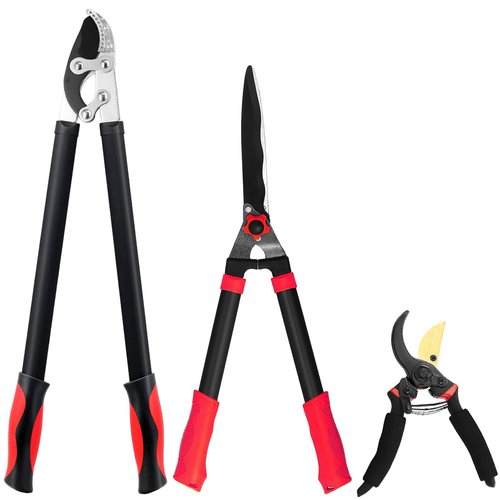 YRTSH Loppers Hedge Shears & Pruners Combo Set 3-Piece Hedge Clippers, Heavy Duty Tree & Shrub Care Kit for Yard, Lawn & Garden, Professional Branch Cutter Tree Trimmer for Indoor & Outdoor Gardening