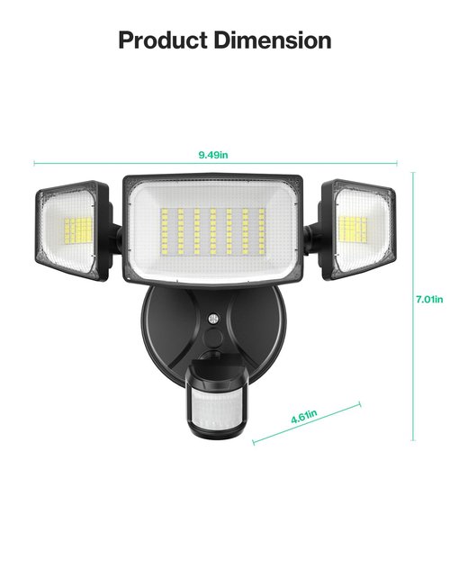 iMaihom 50W Motion Sensor Outdoor Lights, 5000LM Motion Sensor Flood Light, Dusk to Dawn Outdoor Lighting, 6500K LED Security Light, IP65 Waterproof Motion Detector Lights for Outside, Black