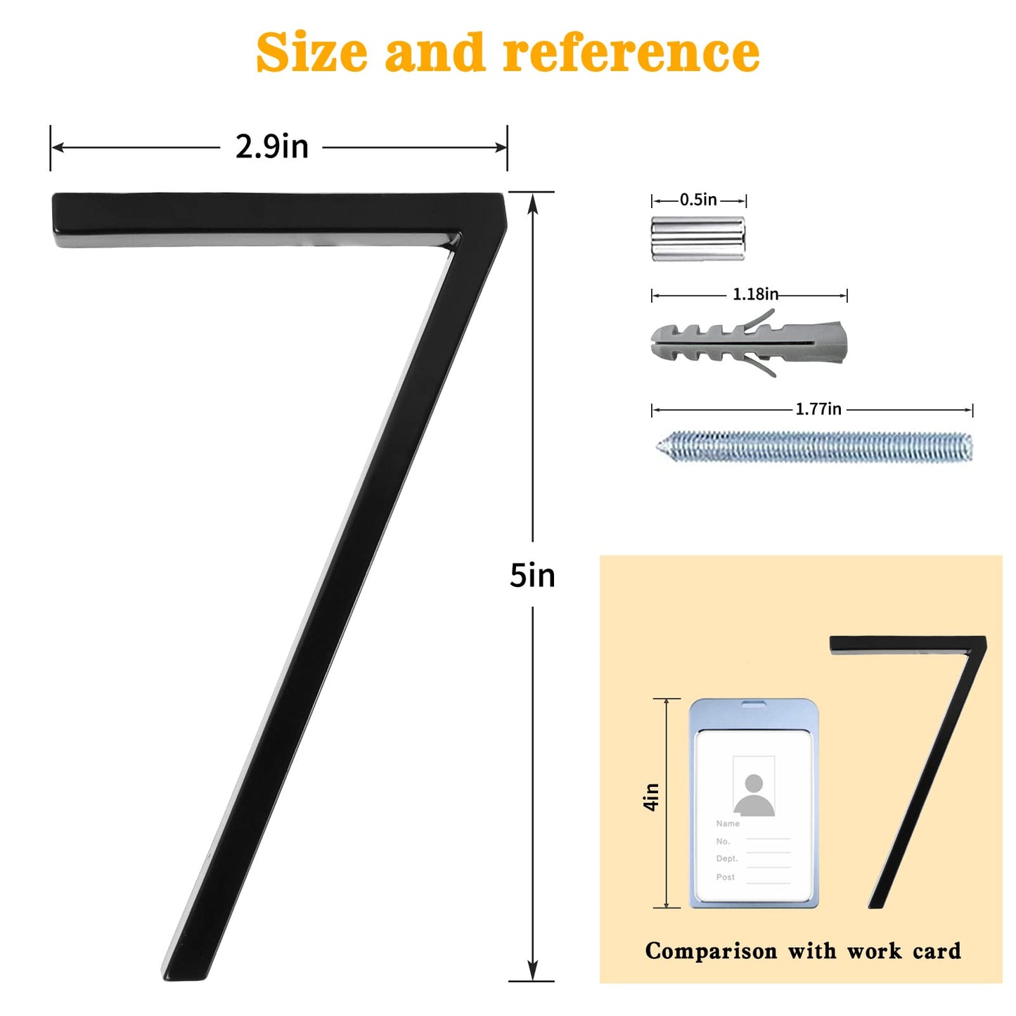 5" Floating Stainless Steel Address House Number, Modern Metal Anti-Rust House Numbers with Nail Kits for Door Garden Mailbox Decor Visibility Signage (8)