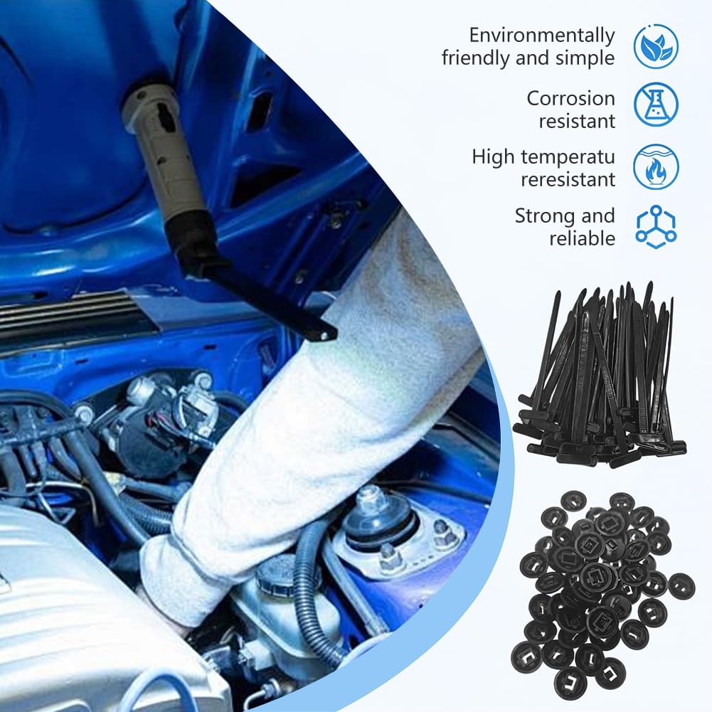 Nylon Universal Cable Tie Buckle, Heavy Duty Self-Locking Zip Ties, UV-Resistant Cable Tie for Car Daily Repair, Multipurpose Wire Organizer Clip Tool (50)