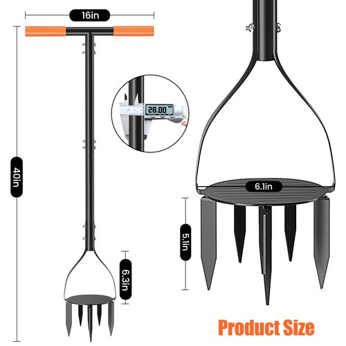 Luvenia Hand Tiller,Garden Tool with 8 Spikes 40" Non-Slip Rubber Grip,Claw Twist Tiller for Reseeding Grass,Cultivating, Soil Loosening, Aerating