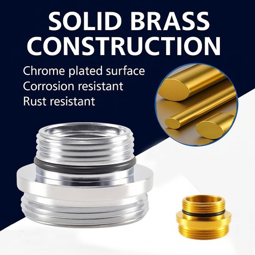 XNTONG - Faucet Aerator Adapter - Male Thread M16.5 to Male Thread M22, Chrome Brass Faucet Adapter, Suitable for Kitchen Faucet Adapter Kit Connection, (M16.5-M22)