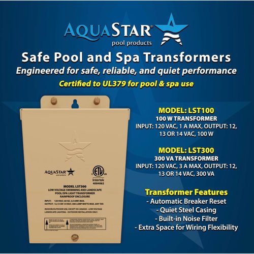 AquaStar LiteStar LST100 100W 120V to 12V Transformer