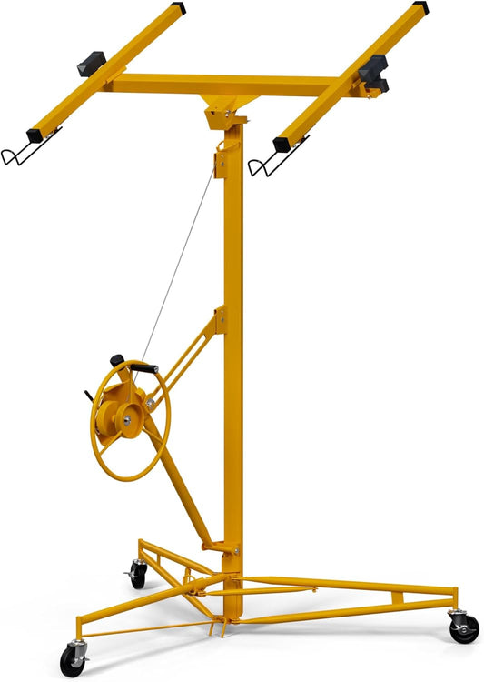 11 Ft Drywall Lift,Drywall Rolling Lifter Panel,150LBS Heavy Duty Sheetrock Lift Drywall Lift,Drywall Lift Panel Hoist Jack with 360° Adjustable Telescopic Arm & 3 Lockable Wheels