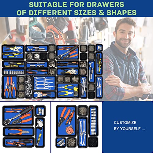 Tool Box Organizer, Tool Drawer Organizer Tray Divider, Toolbox Organization, Garage Tool Organizers and Storage, Tool Box Accessories for Rolling Tool Chest Cabinet (Blue (47PCS))