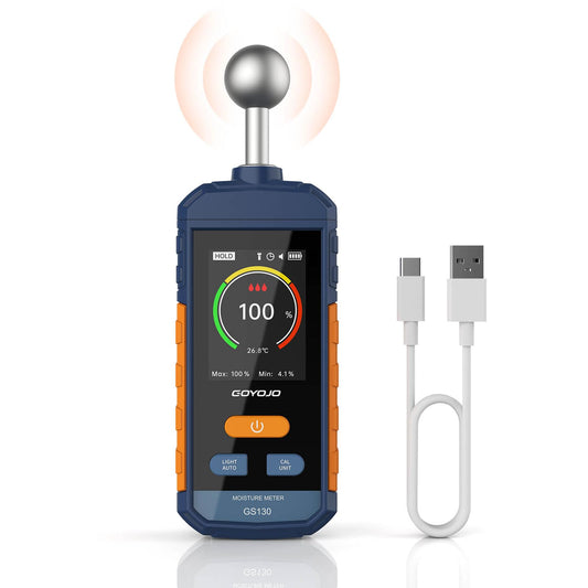 Wood Moisture Meter for Drywall, Pinless Moisture Meter, Rechargeable 5~40mm Moisture Detector for Home, Non-destructive Moisture Reader for Wall, Lumber, Floors, Firewood and Construction Materials