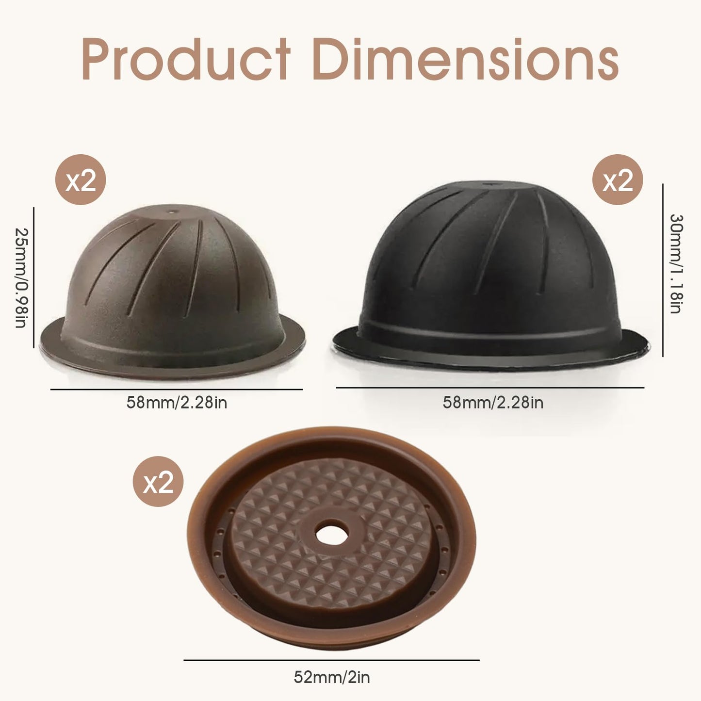Sendoger Starter Set (4 Cups & 2 Silicone Lids) Reusable Pods for Nespresso Vertuo, 2x150ml & 2x230ml Refillable Coffee Capsules Compatible with Vertuoline Plus & GCAT1 and ENV135/150,No Foil Needed