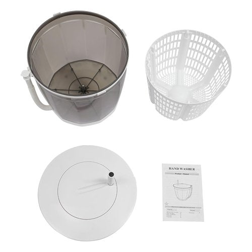 Hand Crank Washing Machine, 2 in 1 Non-Electric Washer Manual Traveling Outdoor Washing Machine Grey Mini Compact Washer Spin Dryer for RV Travel