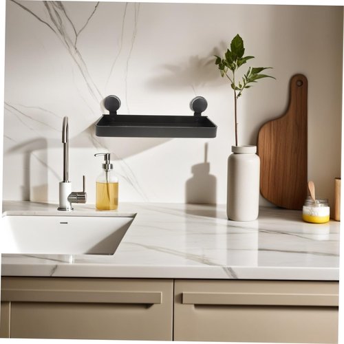 Bathroom Suction Cup Storage Rack Wall Mounted Organizer for Toiletries Makeup No Drilling Required Modern Finish for Smooth Surfaces Versatile and Easy Installation