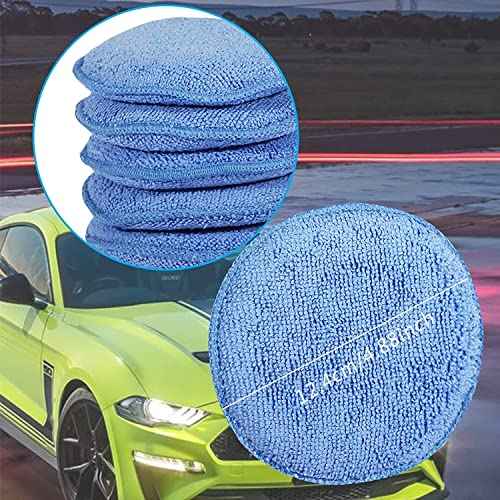Microfiber Wax Applicator Pads, Car Wax Applicator, Buffing & Detail Polishing Foam Pads for Car Cleaning and Fine Polishing (5" Diameter, 6 Pack)¡¦