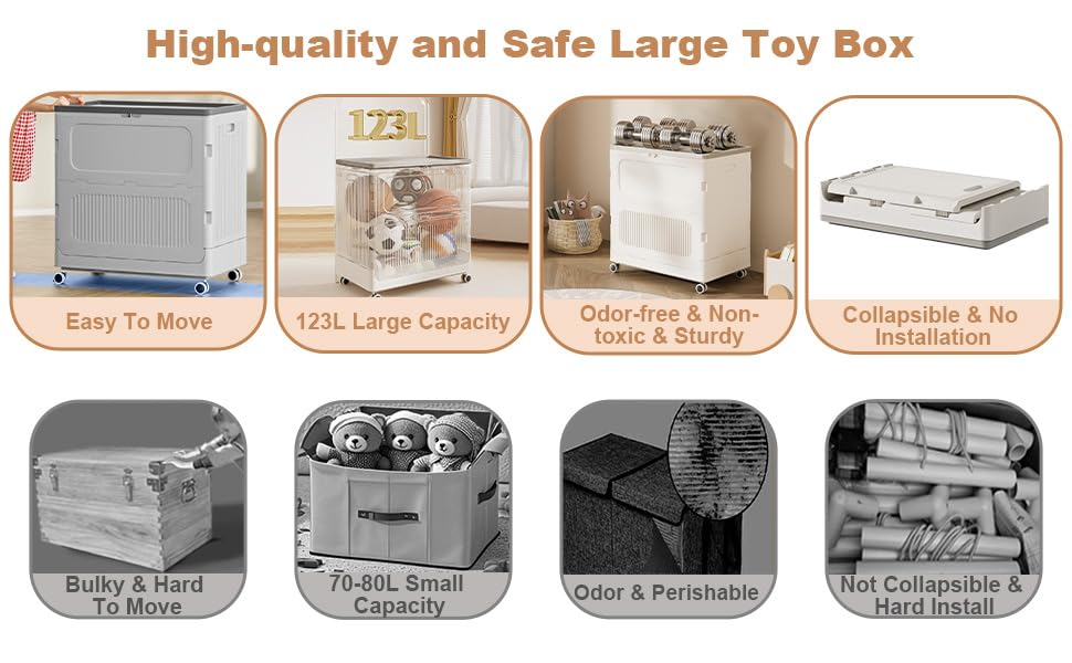 YardGo Dirty Laundry Basket, Laundry Hamper with Lid and Wheels, Rolling Laundry Basket, Waterproof Outdoor Box Storage- Ideal for Clothes Toys Storage, for Laundry, Kids Room, Home Gym(Cream Grey)