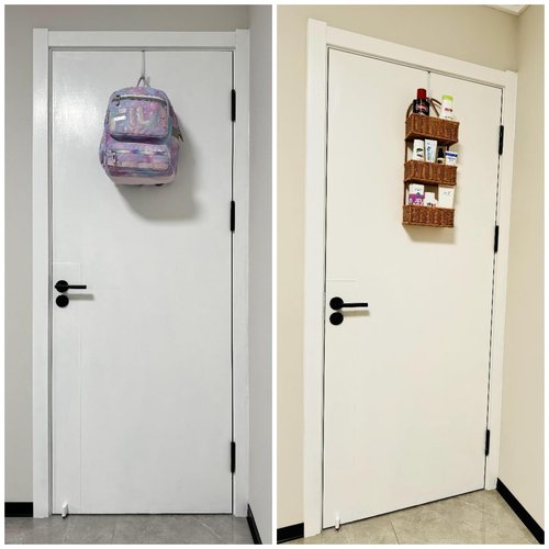 Mars-Rock Over the Door Hooks 4Pcs L=5.5" Fit 1 3/8" Door Steel with White Rubber Coating Hanging Towel Robe Clothing Hanger for Bathroom Room Wreath Ironing Board Holder Cute Thin Single Heavy Duty