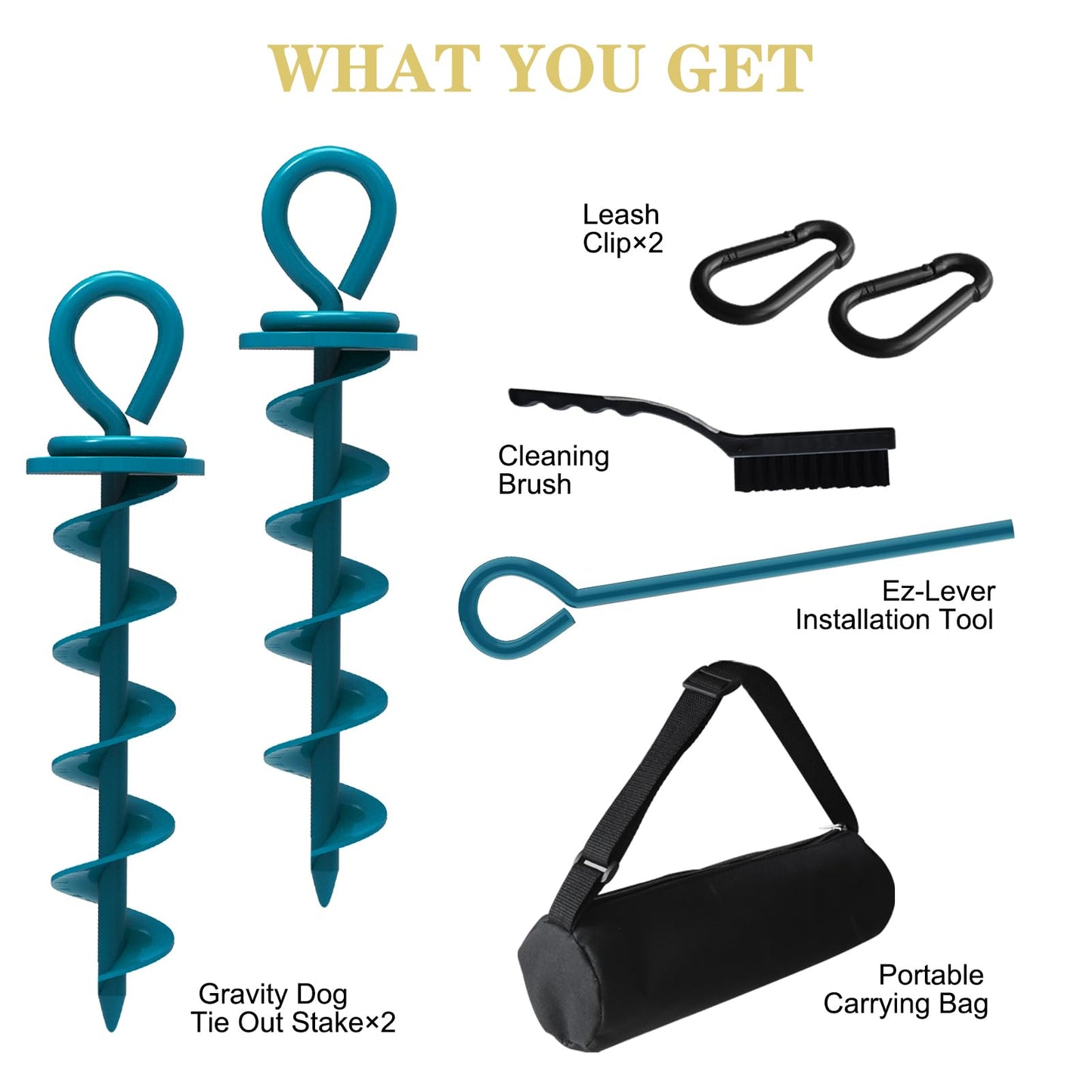 Eurmax USA 2-Pack Heavy Duty Dog Tie Out Stake, No-Tangle In Ground Anchor Runner for Large Dogs up to 210 Lbs - Perfect for Yard, Beach and Camping (Medium,Navy Blue)