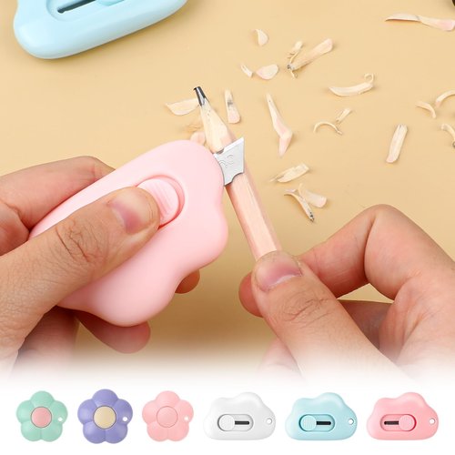 6Pcs Min Cloud Flower Box Cutte, Package Cutter with Key Chain Hole Art Utility Knives Portable Letter Envelope Opener for Home and Office (3 Clouds,3 Flowers)