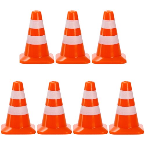 ZEAYEA 30 Pcs Mini Plastic Traffic Cones, 1.4 inch Training Roadblock Cones Traffic Signs, Mini Road Safety Cones for Micro Landscape Sand Table Engineering Construction Road Cones Model