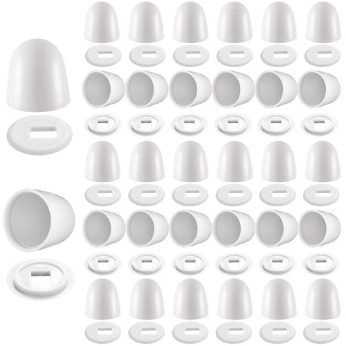 Blulu 32 Universal Toilet Bolt Caps Plastic Round Push On Toilet Bowl Covers with Extra Washers, 1.45 Inch Height