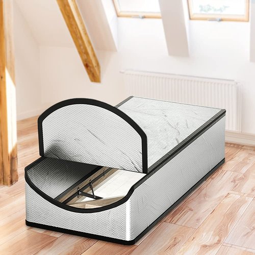 LEMOONE Attic Door Insulation Cover 25"x54"x11", Energy Saving Tent Attic Stairs Cover Ladder Pull Down Insulator, R-Value 15.5 Thicken Aluminum Foil Stairway Insulation with Zipper Fireproof