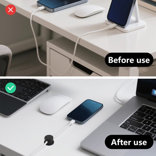 8pcs Magnetic Cord Organizers, Rotatable Strong Magnetic Cable Clips with 8 Glue Points Adhesive Wire Holder Charger Cable Management for Desk Nightstand Office Home Car