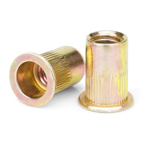 Vmuter Rivet Nuts, 100Pcs M5 Rivet Nuts,Zinc Plated Finish Carbon Steel Flat Head Rivnut Threaded Insert