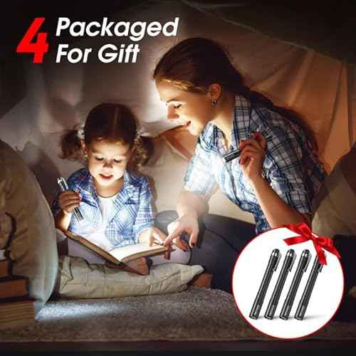 RECHOO LED Pen Light 4 Pack, Lightweight, Small Bright Pen Flashlight with Clip, Waterproof Portable Pocket Flashlight for Home, Emergencies, Inspection (Battery Included)