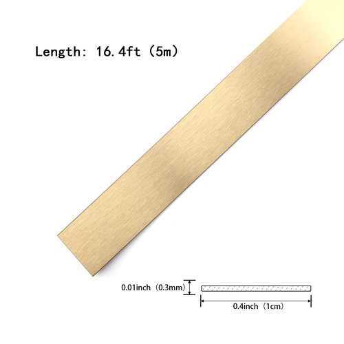 Gold Metalized Brushed Finish Molding Trim, Peel and Stick Strip for Mirror Frame, Wall, Fireplace and Home DIY Decoration (16.4 ft x 0.4 inch)