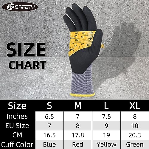JKSafety Sandy MicroFoam Nitrile Safety Work Gloves with Touch Screen capability 3 Pairs Lightweight Work Utility Gloves EN388 Non-Slip Grips Nylon Spandex material Charcoal Gray (G229-CGrey3 L)