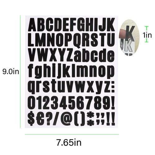 810 Piece 10 Sheet Letter Stickers - Self Adhesive Vinyl Waterproof Mailbox Numbers, Alphabet & Number Stickers for Mailbox, Window, Door, Sign, Address Number, Business (1 Inch) (Black)