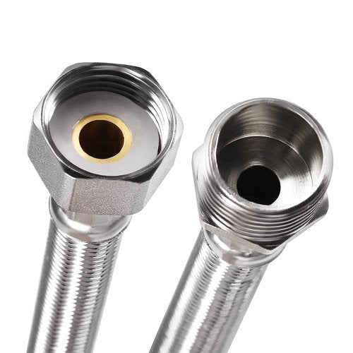 uxcell Faucet Supply Line Connector G1/2 Female x G1/2 Male 20 Inch Length 304 Stainless Steel Hose 2Pcs