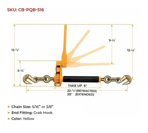 Mytee Products (4 Pack) 5/16-3/8 Peerless QuikBinder Tow Chain Ratchet Binder H5125-0658