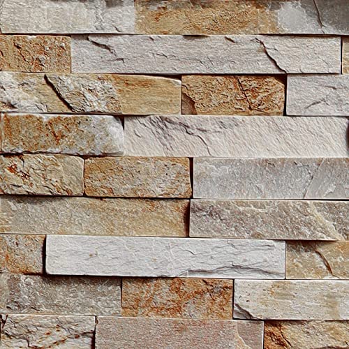 Livelynine Neutral Brick Wallpaper Peel and Stick Textured Stone Wallpaper Removable Cream Beige Brick Contact Paper for Classroom Self Adhesive Wall Paper for Bedroom Bathroom Kitchen Dorm 15.8x78.8