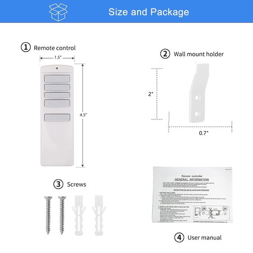Replacement Remote for Harbor Breeze Ceiling Fan Remote Control, Light Dimmer 3-Speed Wall Mount for A25-TX001-R1, A25-TX005R, A25-TX007R, A25-TX013, RRTX001R, ZJF-RT01A,315MHz(Remote Only)