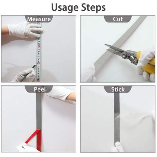 Coengwui Peel and Stick Metal Molding Trim, Self-Adhesive Stainless Steel for Wall, Fireplace, Mirror Edging and Craft Decoration (Brushed Silver, 20ft x 0.6in)