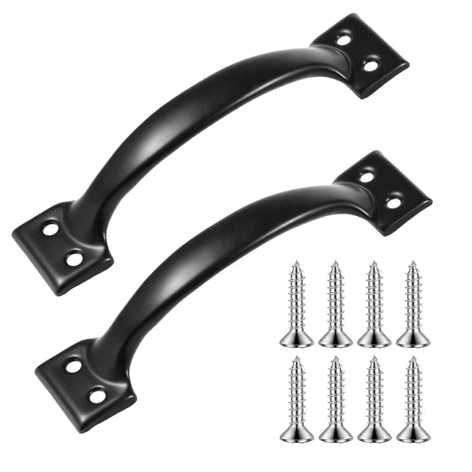 KALIONE 5.4" Garage Door Handle Metal Gate Handle Screen Door Handle Shed Fence Gate Handles for Wooden Fences Outdoor(2 Packs Black)