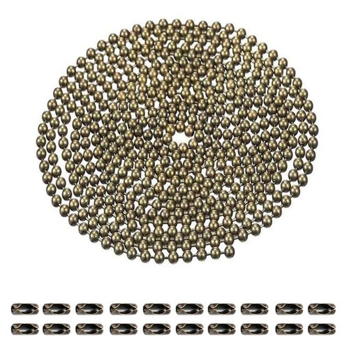 Bronze Ceiling Fan Pull Chain Accessory, 120" Extra Long Rust Proof 3MM Beaded Ball Light Pulls Extension Chains with 20 Connectors