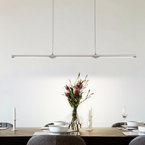 EDISLIVE Modern Linear LED Island Light Dimmable LED Chandelier 47.24 in Adjustable Linear Hanging Light Fixture 3000K 20W Pendant Light for Dinning Room Kitchen，Nickel